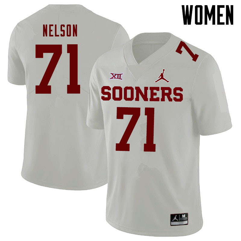 Jordan Brand Women #71 Noah Nelson Oklahoma Sooners College Football Jerseys Sale-White - Click Image to Close